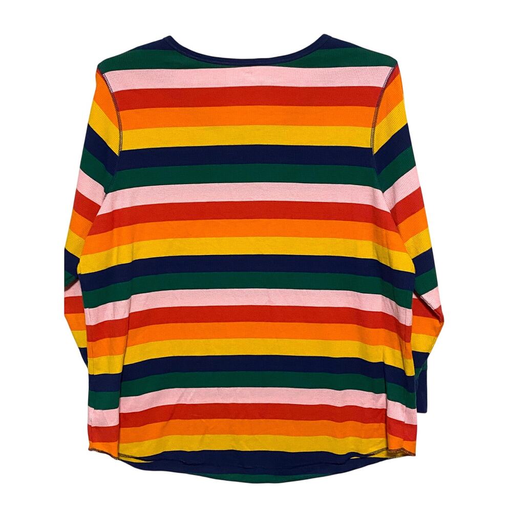 Old Navy Rainbow Striped Thermal Long Sleeve Shirt Womens 4X Colorful Retro Y2K - Picture 2 of 6